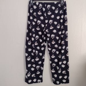Capelli New York Black Heart Coffee Cup Print Cropped Leggings Size S